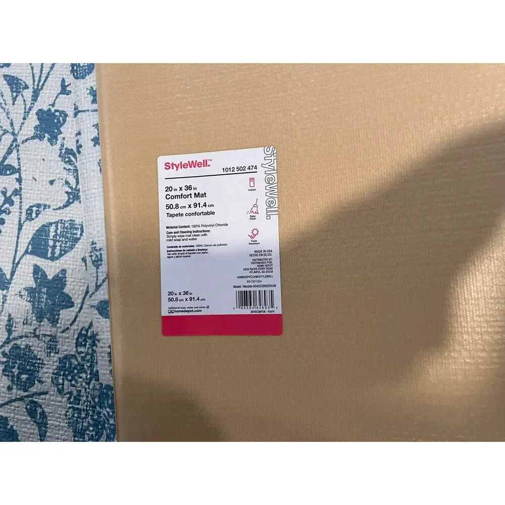STYLEWELL COMFORT INDOOR MAT FLORAL PRINT BLUE & WHITE 20